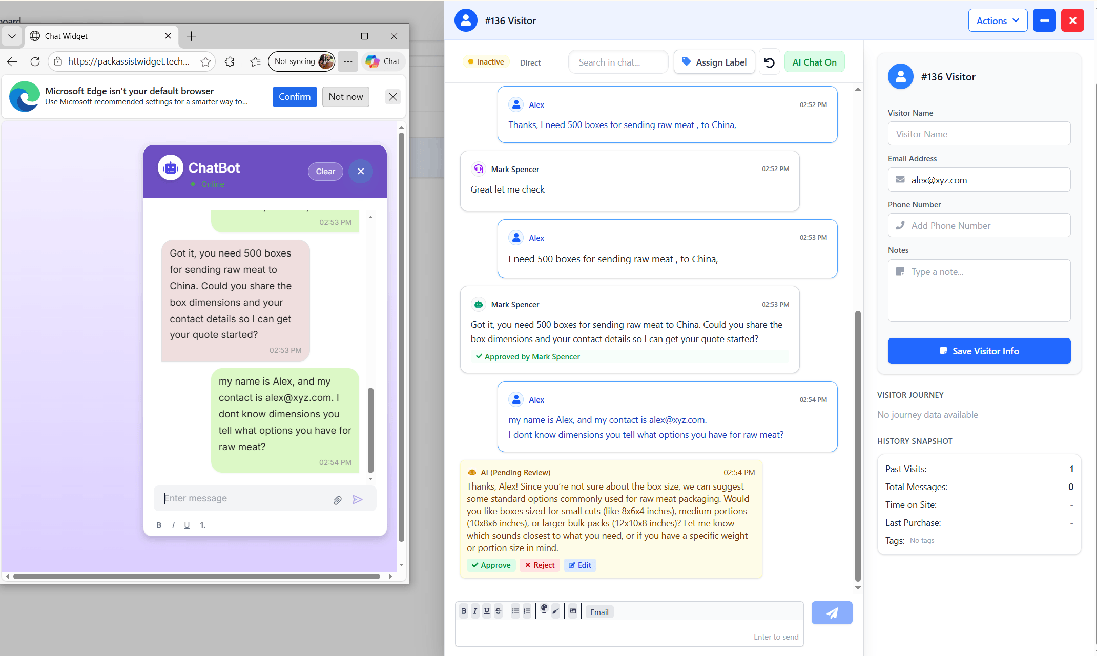 Pack Assist - Visitor to CSR Flow